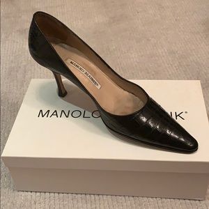 Manolo Blahnik Black Alligator Heels
